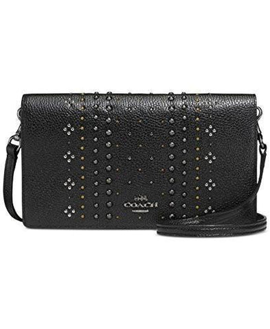 Foldover Crossbody With Bandana Rivets In Black