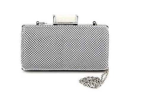 Elegant Mesh Clutch Handbag Platinum Silver