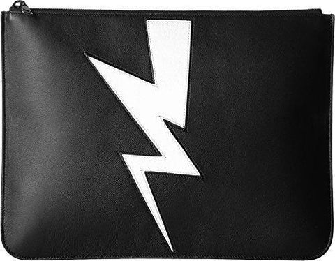 Abstracted Bolt Large Portfolio Blackwhite Handbag