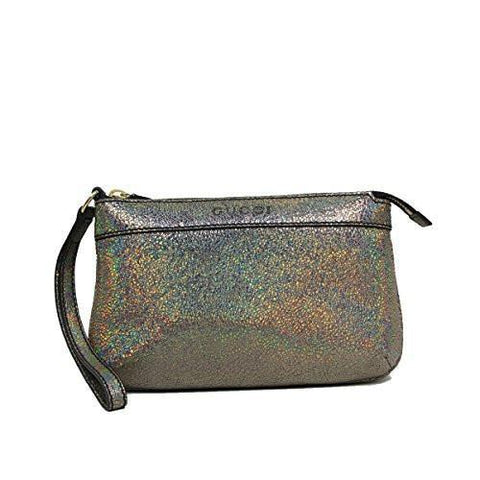 Metallic Silver Textured Wristlet Clutch Bag 274181