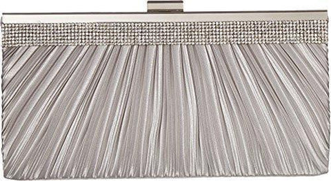 Laura Pleated Satin Frame Clutch Silver Clutch
