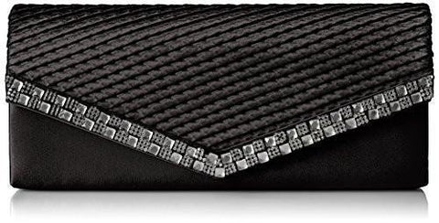Jacki Satin Stone Clutch Black