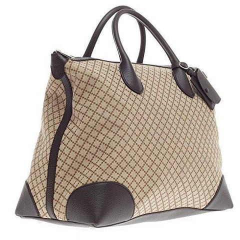 Brown Diamante Canvas And Travel Carry On Tote For