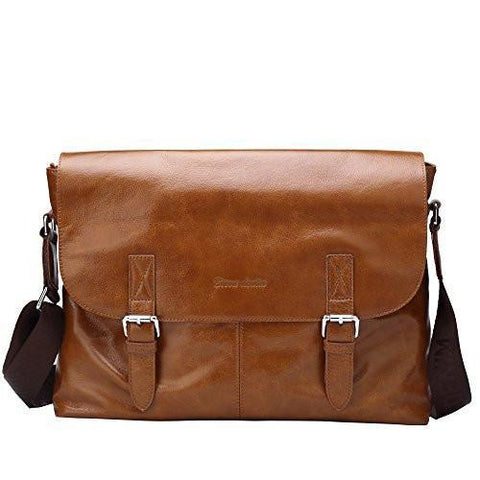 Multipurpose Genuine Laptop Messenger Bag Shoulder Bags Briefcase Brown