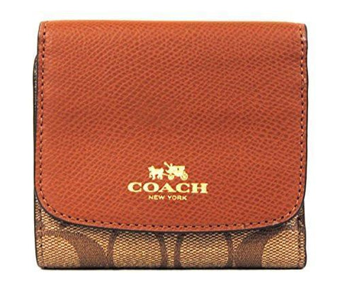 Coach PVC Small Wallet Clutch Khakisaddle