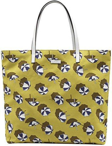 Yellow Cardamom Parasol Print Canvas Detail Tote Bag