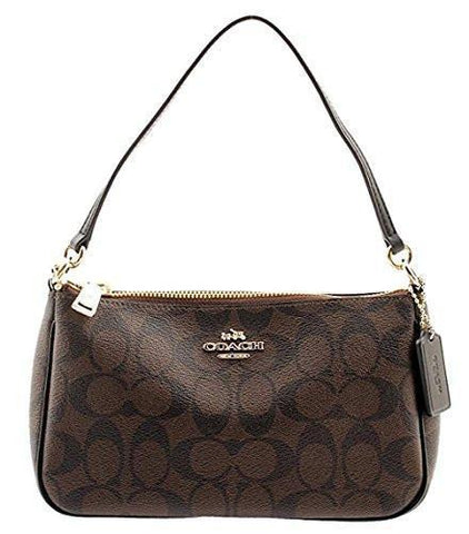 Coated Canvas Top Handle Crossbody Brownblack