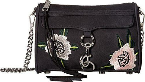 Mini Mac Black Embossed Crossbody Bag
