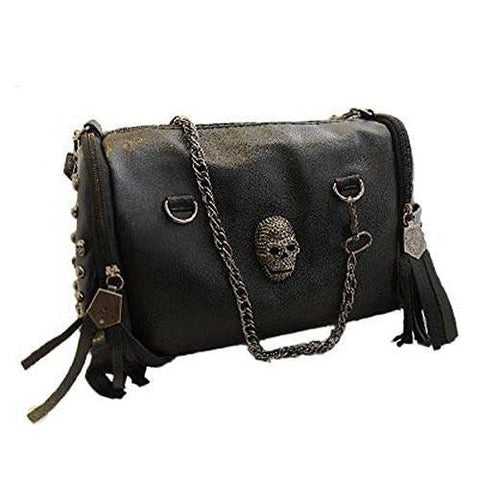 European And American Style Tote Handbags Tassel Skull Rivet Chain Bag Pu Shoulder Bags Messenger
