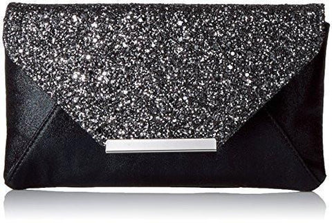 Riley Glitter Crystal Flap Clutch Pewter