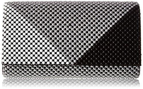 Cassie Colorblock Mesh Evening Clutch Blacksilver