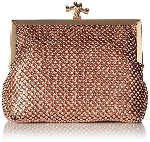 Becky Rope Clasp Evening Pouch Clutch Rose Gold