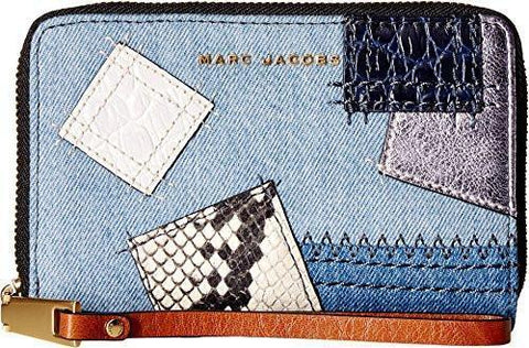 Denim Patchwork Zip Phone Wristlet Denim Multi Handbag